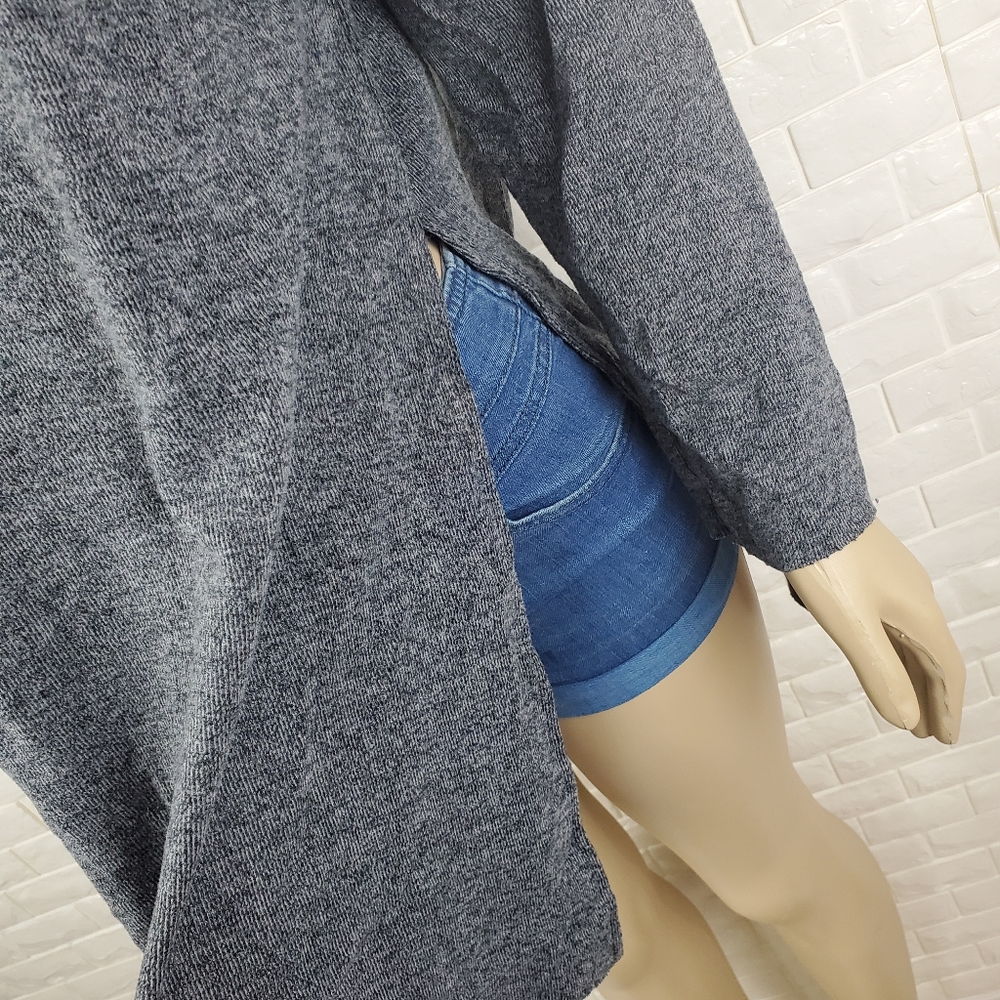 Gray Medium Loose Sweater Two Slit Side Knit Pullover Casual Cozy Top - Picture 4 of 5